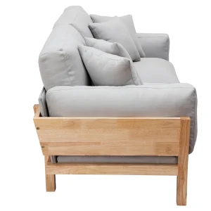 Canapé Scandinave Déhoussable 3 Places En Tissu Gris Clair Et Bois Clair KYO 14