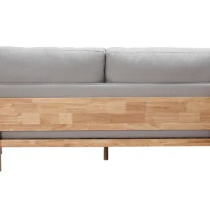 Canapé Scandinave Déhoussable 3 Places En Tissu Gris Clair Et Bois Clair KYO 16