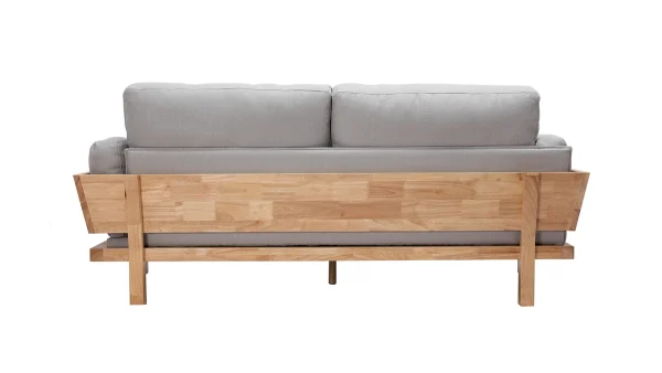 Canapé Scandinave Déhoussable 3 Places En Tissu Gris Clair Et Bois Clair KYO 5