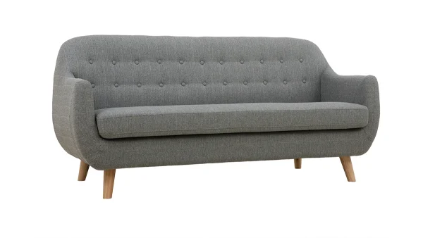 Canapé Scandinave Déhoussable 3 Places En Tissu Gris Clair Et Bois Clair YNOK 3