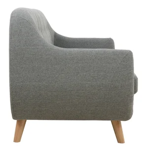 Canapé Scandinave Déhoussable 3 Places En Tissu Gris Clair Et Bois Clair YNOK 13