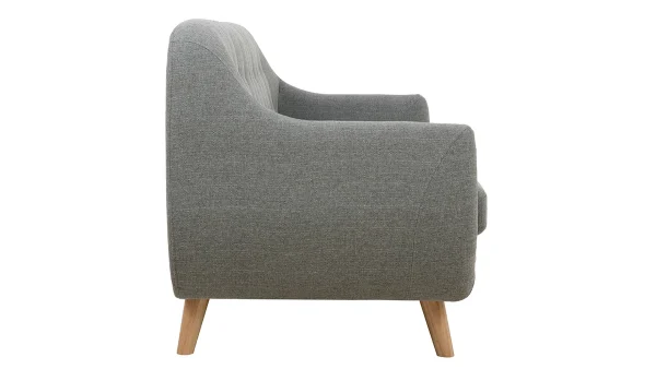 Canapé Scandinave Déhoussable 3 Places En Tissu Gris Clair Et Bois Clair YNOK 4