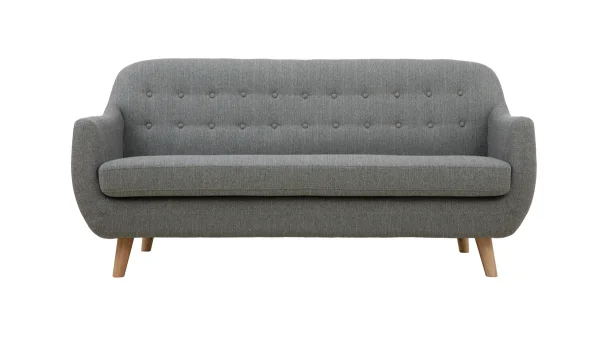 Canapé Scandinave Déhoussable 3 Places En Tissu Gris Clair Et Bois Clair YNOK 1