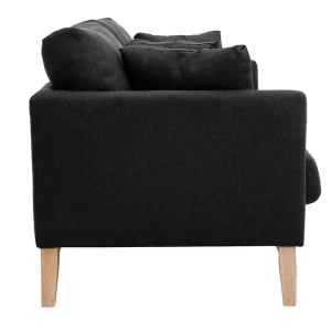 Top ventes Canapé Scandinave Déhoussable 3 Places En Tissu Gris Foncé Et Bois Clair OSLO 14