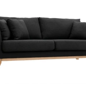 Top ventes Canapé Scandinave Déhoussable 3 Places En Tissu Gris Foncé Et Bois Clair OSLO 10