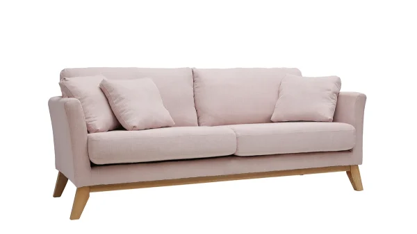 Canapé Scandinave Déhoussable 3 Places En Tissu Rose Et Bois Clair OSLO vente luxe pas cher 3