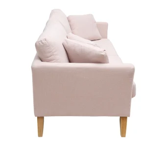 Canapé Scandinave Déhoussable 3 Places En Tissu Rose Et Bois Clair OSLO 14