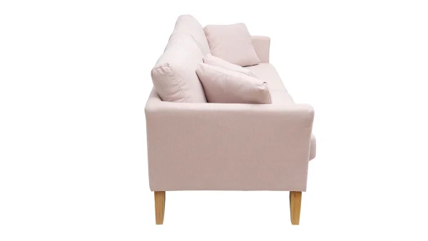 Canapé Scandinave Déhoussable 3 Places En Tissu Rose Et Bois Clair OSLO 4