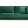 Nouvelle tendance Canapé Scandinave Déhoussable 3 Places En Tissu Velours Vert émeraude Et Bois Clair OSLO 26