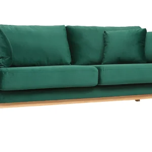 Canapé Scandinave Déhoussable 3 Places En Tissu Velours Vert émeraude Et Bois Clair OSLO 10