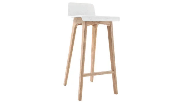 Chaise De Bar Scandinave 75 Cm Bois Et Blanc BALTIK 3