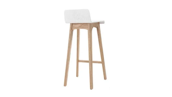 Chaise De Bar Scandinave 75 Cm Bois Et Blanc BALTIK 4