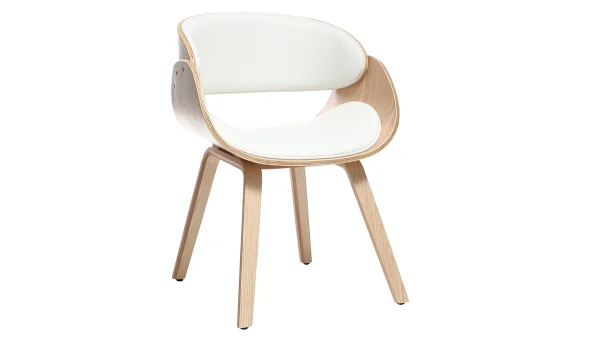 magasin en ligne Chaise Design Blanc Et Bois Clair BENT 3