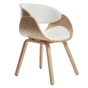 magasin en ligne Chaise Design Blanc Et Bois Clair BENT 15