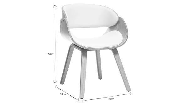 magasin en ligne Chaise Design Blanc Et Bois Clair BENT 9