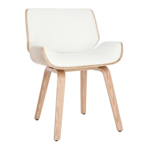 Chaise Design Blanc Et Bois Clair RUBBENS 12