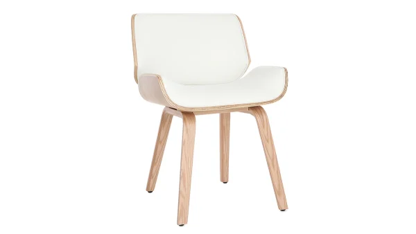 Chaise Design Blanc Et Bois Clair RUBBENS 3