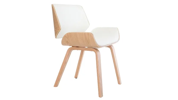 Chaise Design Blanc Et Bois Clair RUBBENS 4