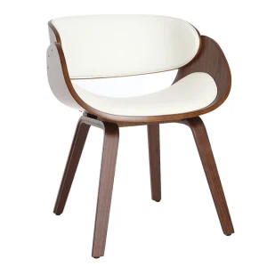 Chaise Design Blanc Et Bois Foncé Noyer BENT en promotion 14