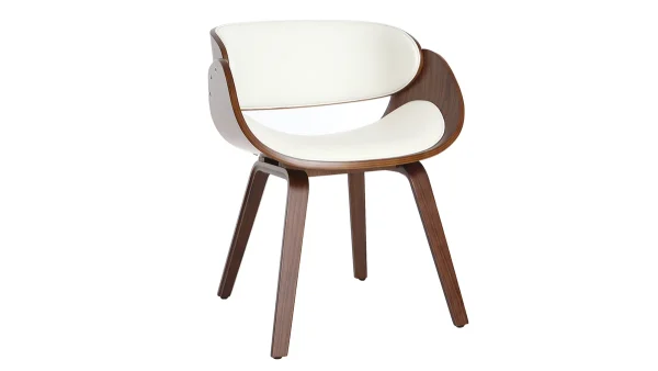 Chaise Design Blanc Et Bois Foncé Noyer BENT en promotion 3