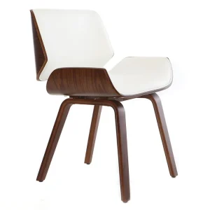 Chaise Design Blanc Et Bois Foncé RUBBENS 14