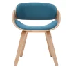 Chaise Design En Tissu Bleu Canard Et Bois Clair BENT 20