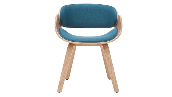 prix pas cher Chaise Design En Tissu Bleu Canard Et Bois Clair BENT 1