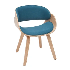 Chaise Design En Tissu Bleu Canard Et Bois Clair BENT 12