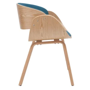 Chaise Design En Tissu Bleu Canard Et Bois Clair BENT comparez les prix 14