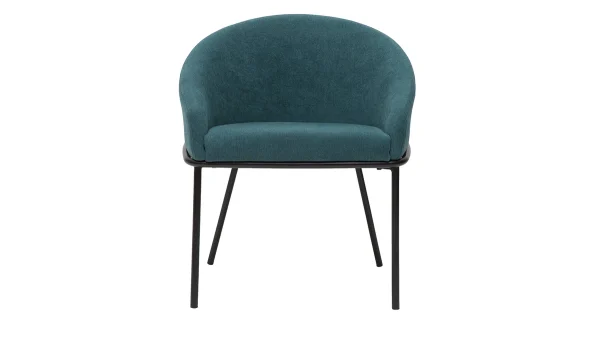 soldes pas cher Chaise Design En Tissu Effet Velours Bleu Canard Et Métal Noir JENNA 1