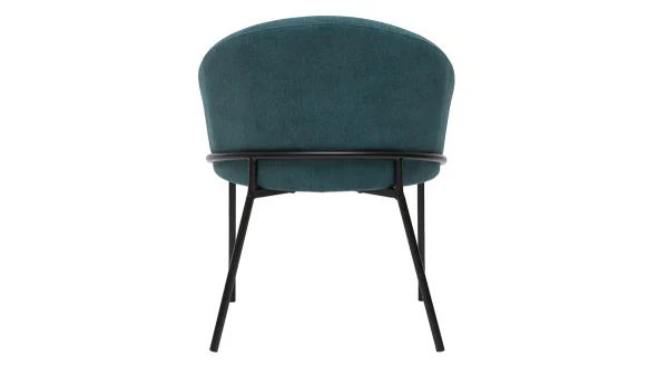 soldes pas cher Chaise Design En Tissu Effet Velours Bleu Canard Et Métal Noir JENNA 5