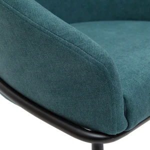 mode tendance Chaise Design En Tissu Effet Velours Bleu Canard Et Métal Noir JENNA 17