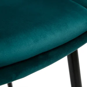 Chaise Design En Tissu Velours Bleu Pétrole Et Métal Noir PRISMA 17