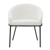 qualité supérieure Chaise Design En Tissu Velours Chenille Blanc Cassé Et Métal Noir JENNA 28