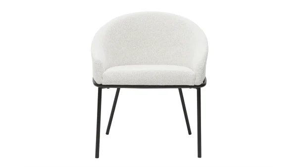 qualité supérieure Chaise Design En Tissu Velours Chenille Blanc Cassé Et Métal Noir JENNA 1