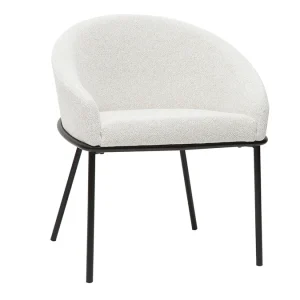 qualité supérieure Chaise Design En Tissu Velours Chenille Blanc Cassé Et Métal Noir JENNA 12