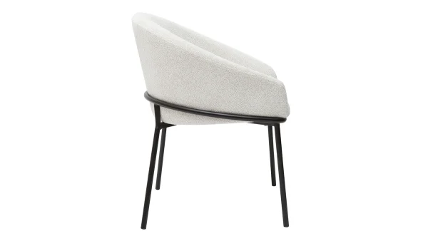 qualité supérieure Chaise Design En Tissu Velours Chenille Blanc Cassé Et Métal Noir JENNA 4