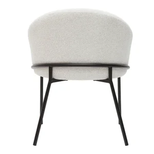 qualité supérieure Chaise Design En Tissu Velours Chenille Blanc Cassé Et Métal Noir JENNA 16