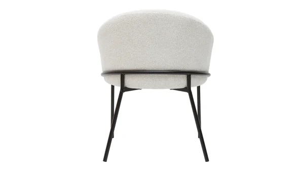 qualité supérieure Chaise Design En Tissu Velours Chenille Blanc Cassé Et Métal Noir JENNA 5