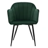 Chaise Design En Tissu Velours Vert Et Métal Noir MILLY 31