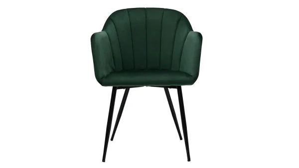 Chaise Design En Tissu Velours Vert Et Métal Noir MILLY meilleur service 1