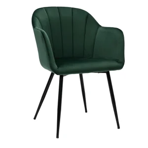 Chaise Design En Tissu Velours Vert Et Métal Noir MILLY meilleur service 12