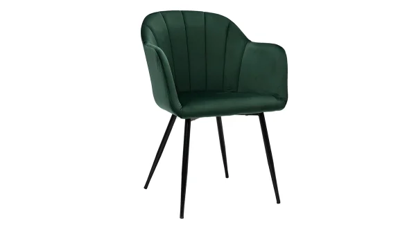 Chaise Design En Tissu Velours Vert Et Métal Noir MILLY meilleur service 3