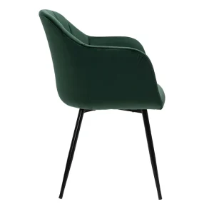 Chaise Design En Tissu Velours Vert Et Métal Noir MILLY meilleur service 14