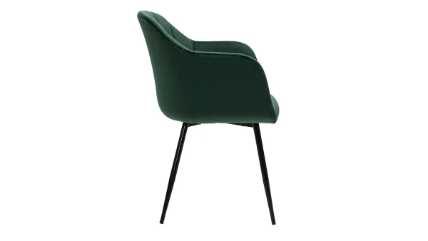 Chaise Design En Tissu Velours Vert Et Métal Noir MILLY 4