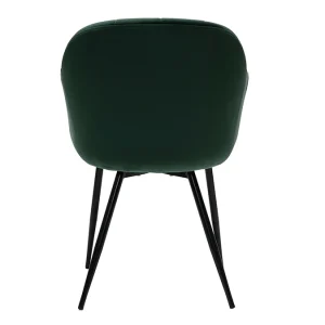 Chaise Design En Tissu Velours Vert Et Métal Noir MILLY 16