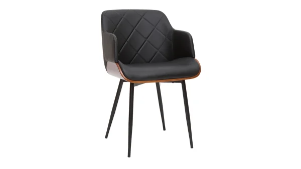 pas cher marque Chaise Design Noir, Bois Foncé Et Métal LUCIEN 3