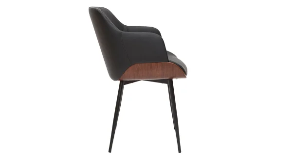 pas cher marque Chaise Design Noir, Bois Foncé Et Métal LUCIEN 4