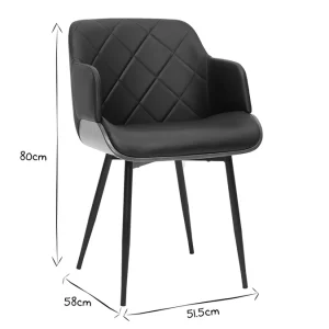 pas cher marque Chaise Design Noir, Bois Foncé Et Métal LUCIEN 19