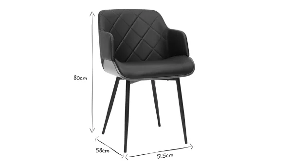 pas cher marque Chaise Design Noir, Bois Foncé Et Métal LUCIEN 7